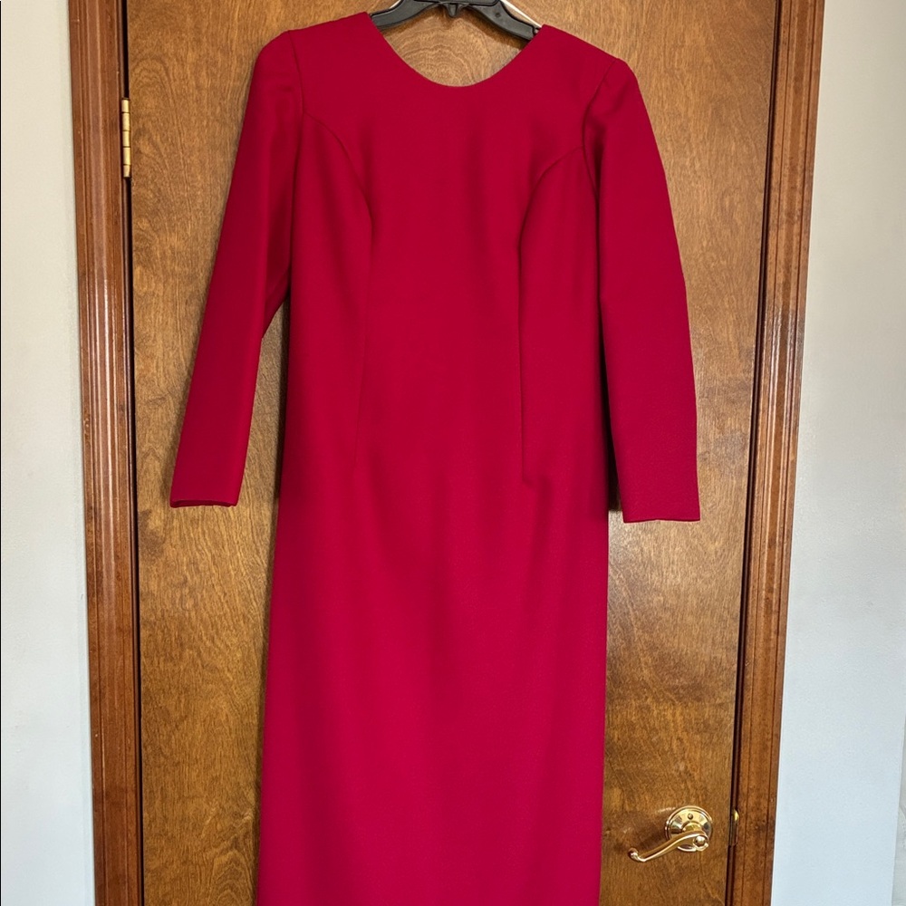 Elegant Long Sleeve Red Dress Size Large